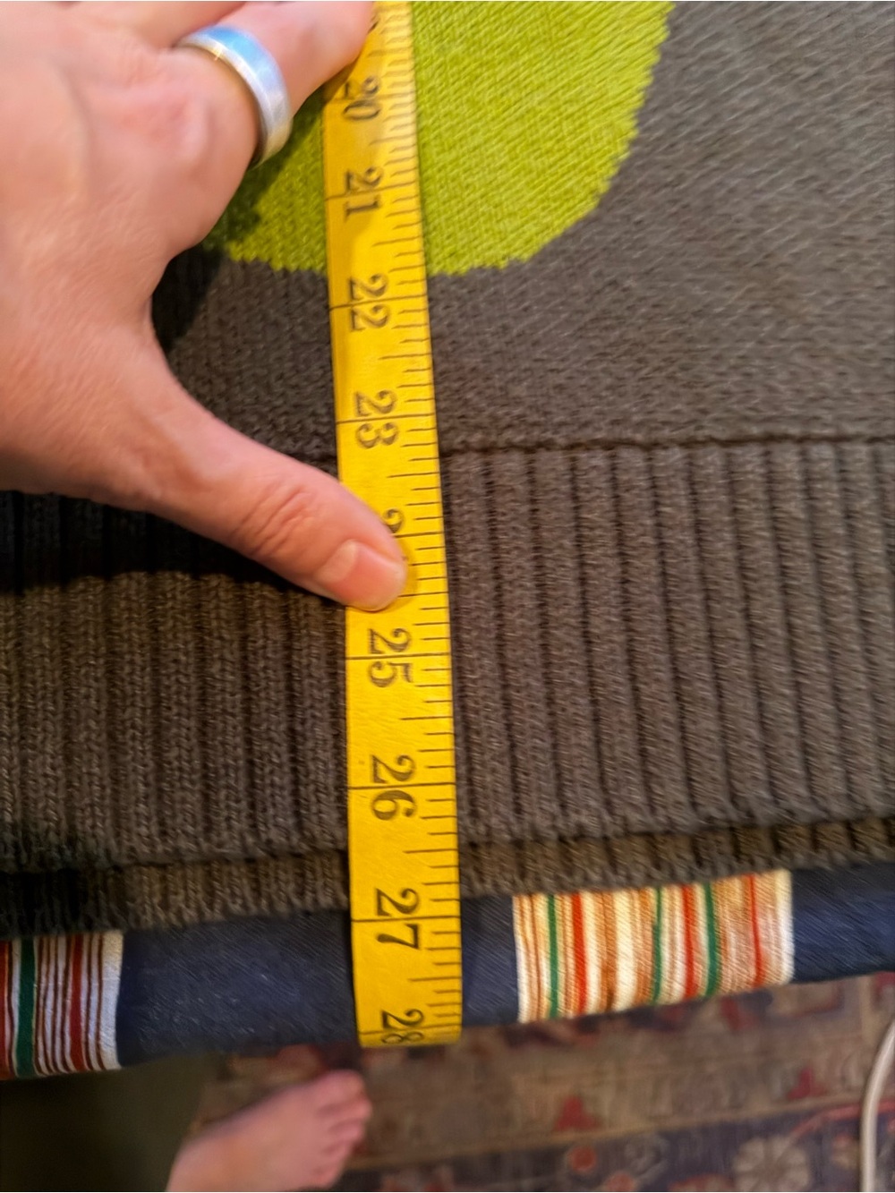 Lucy & Yak Olive Green Sweater with Lime Green Flower - Picture 7 of 7